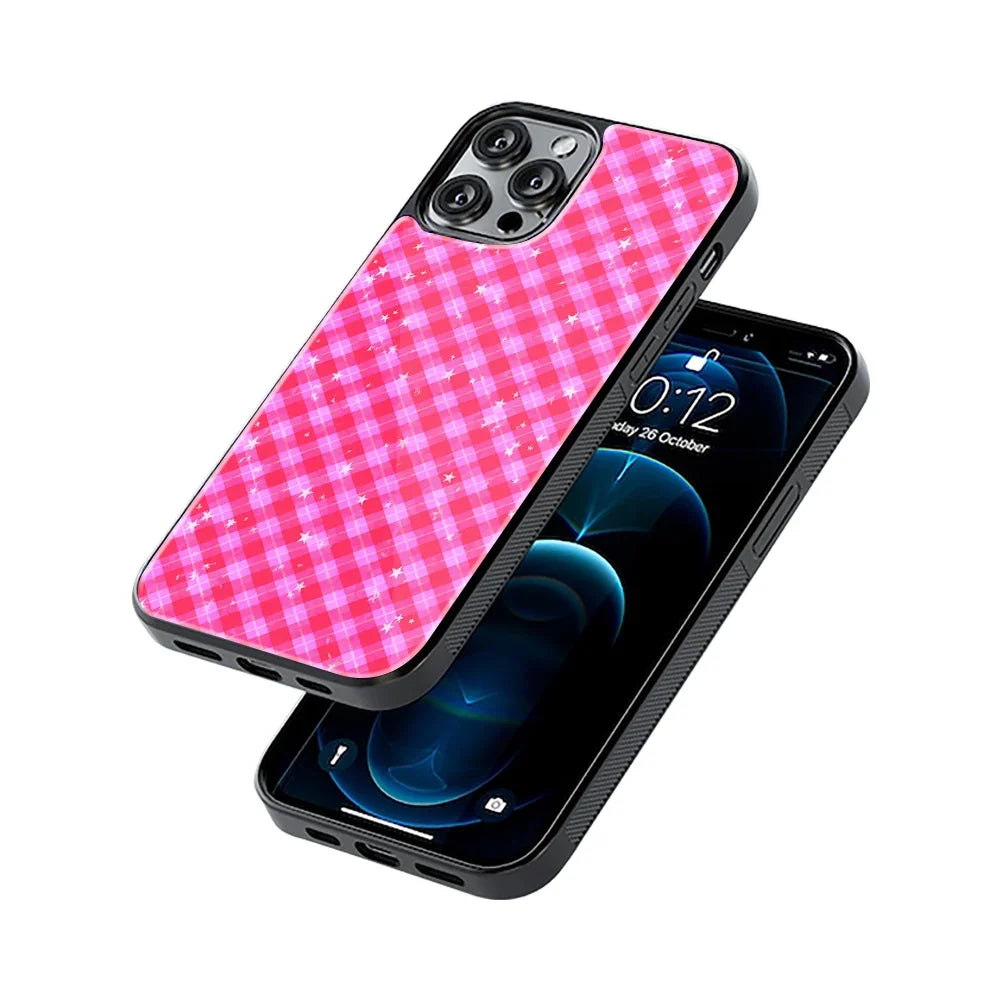 Rosy Plaid Phone Cover | Glass Case