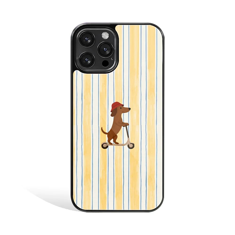 Scooter Dachshund Phone Cover | Glass Case
