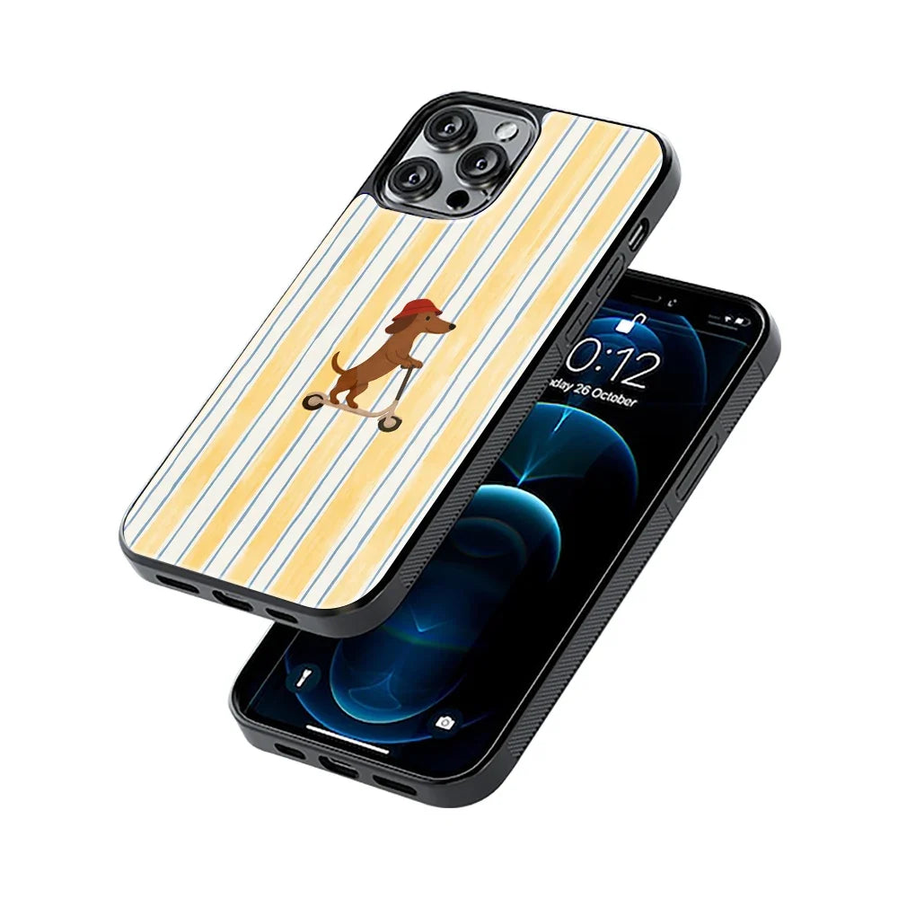 Scooter Dachshund Phone Cover | Glass Case