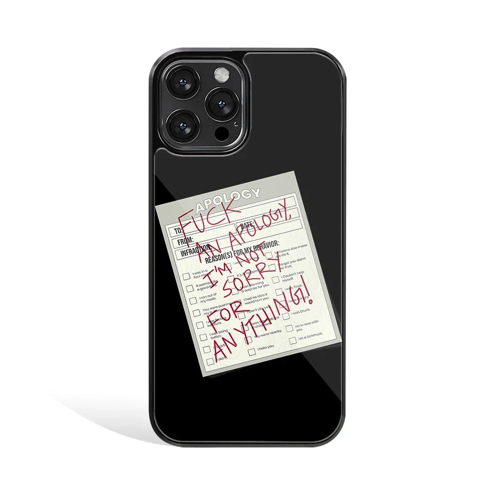 Sorry No Sorry Phone Cover | Glass Case