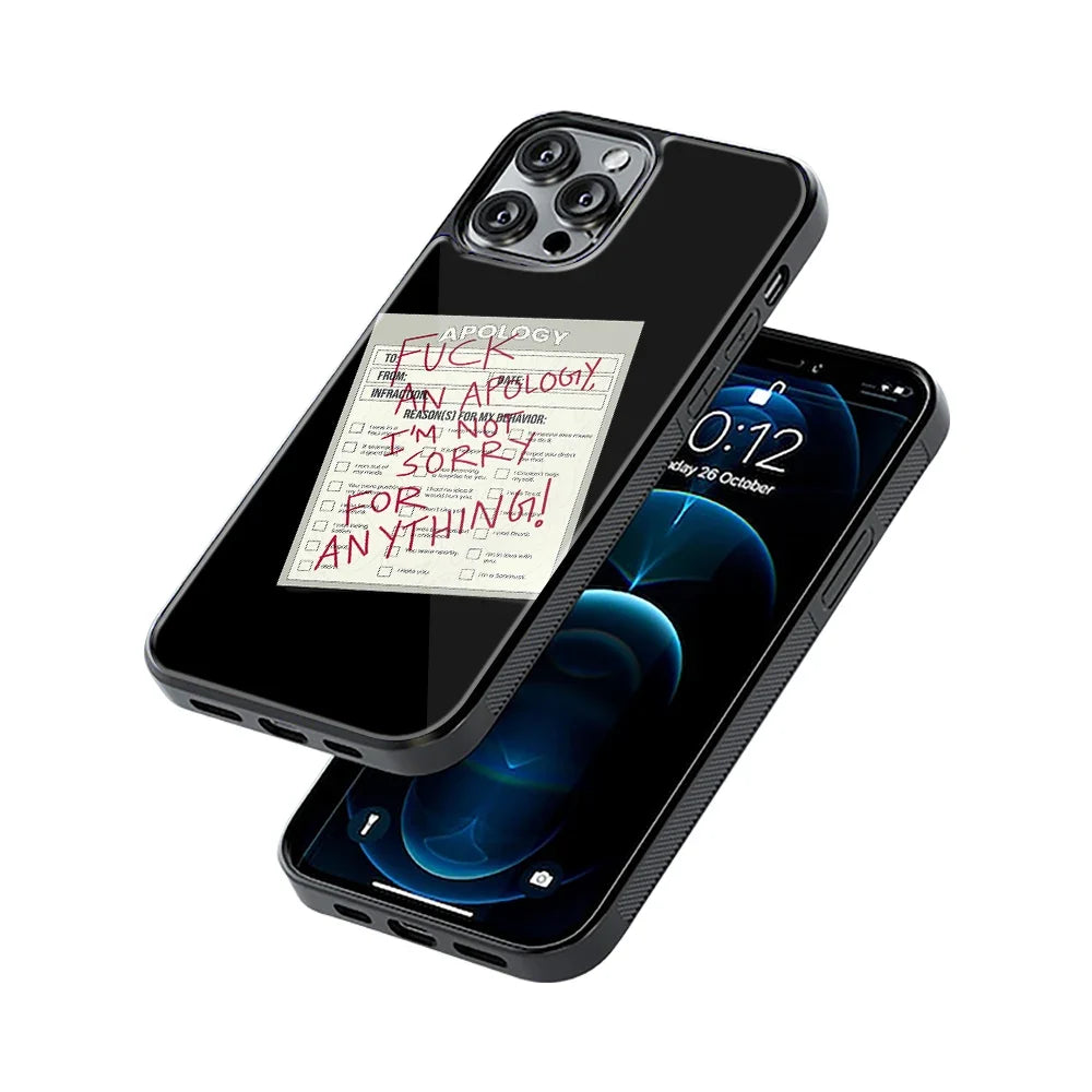 Sorry No Sorry Phone Cover | Glass Case