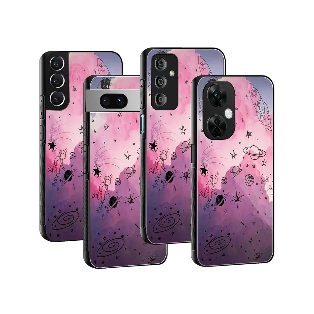 Space Pink Aesthetic Phone Cover | Glass Case