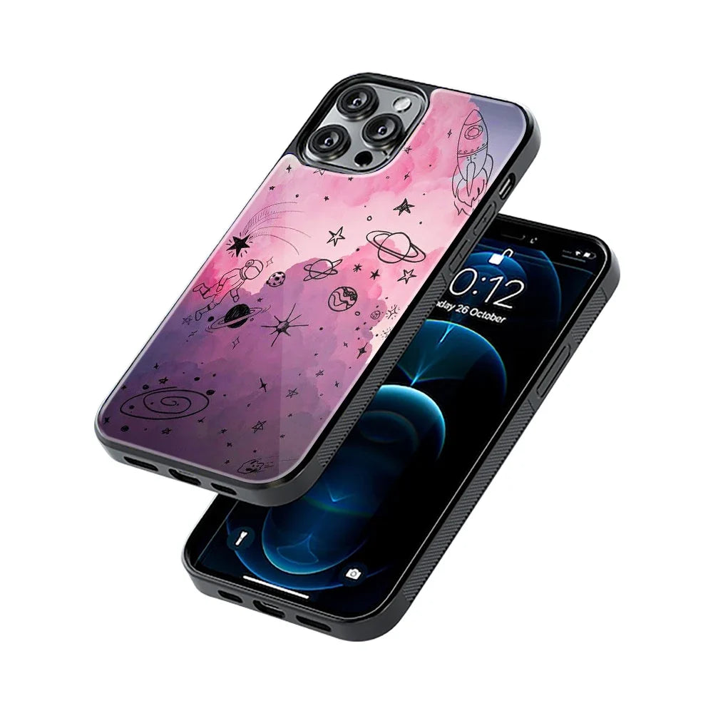 Space Pink Aesthetic Phone Cover | Glass Case