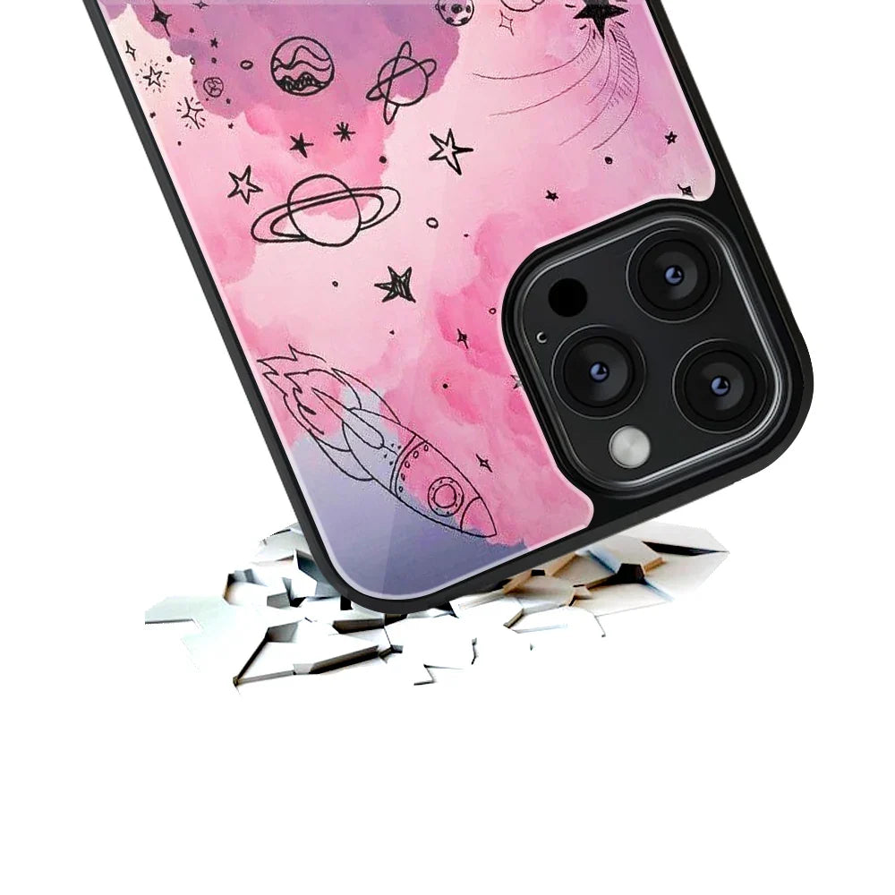 Space Pink Aesthetic Phone Cover | Glass Case