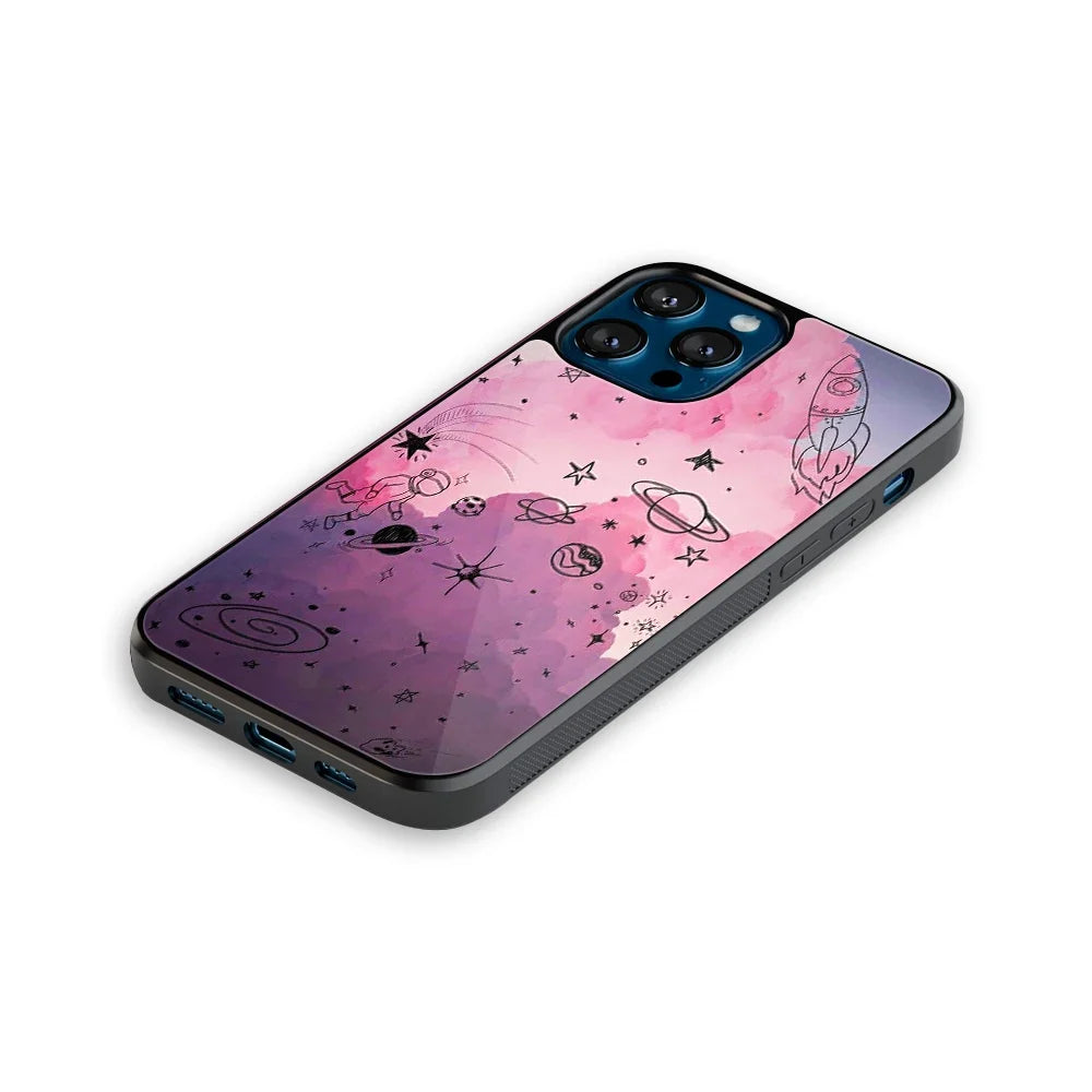 Space Pink Aesthetic Phone Cover | Glass Case