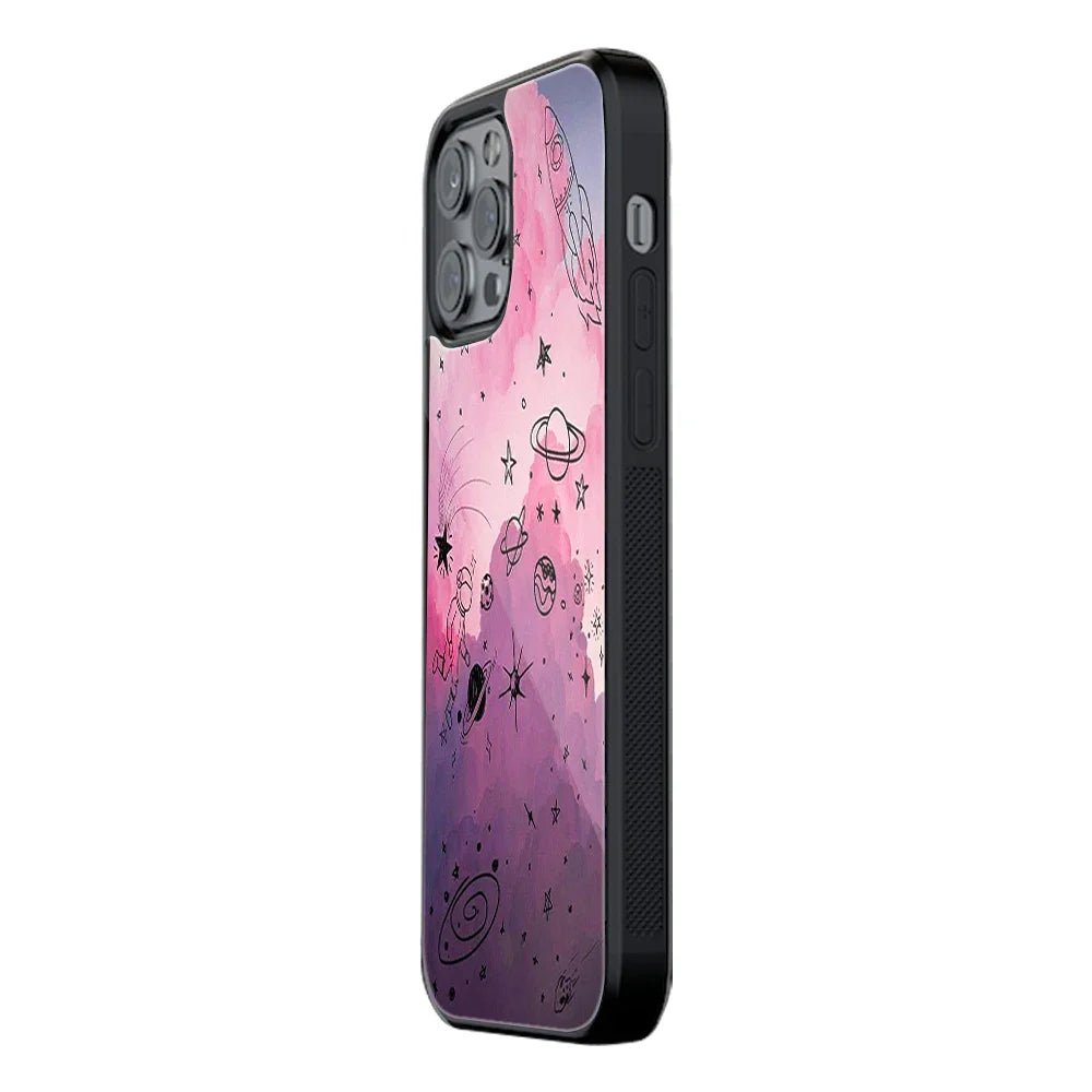 Space Pink Aesthetic Phone Cover | Glass Case
