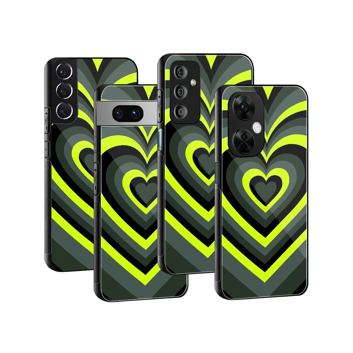 Y2K Emerald Green Hearts Phone Cover | Glass Case