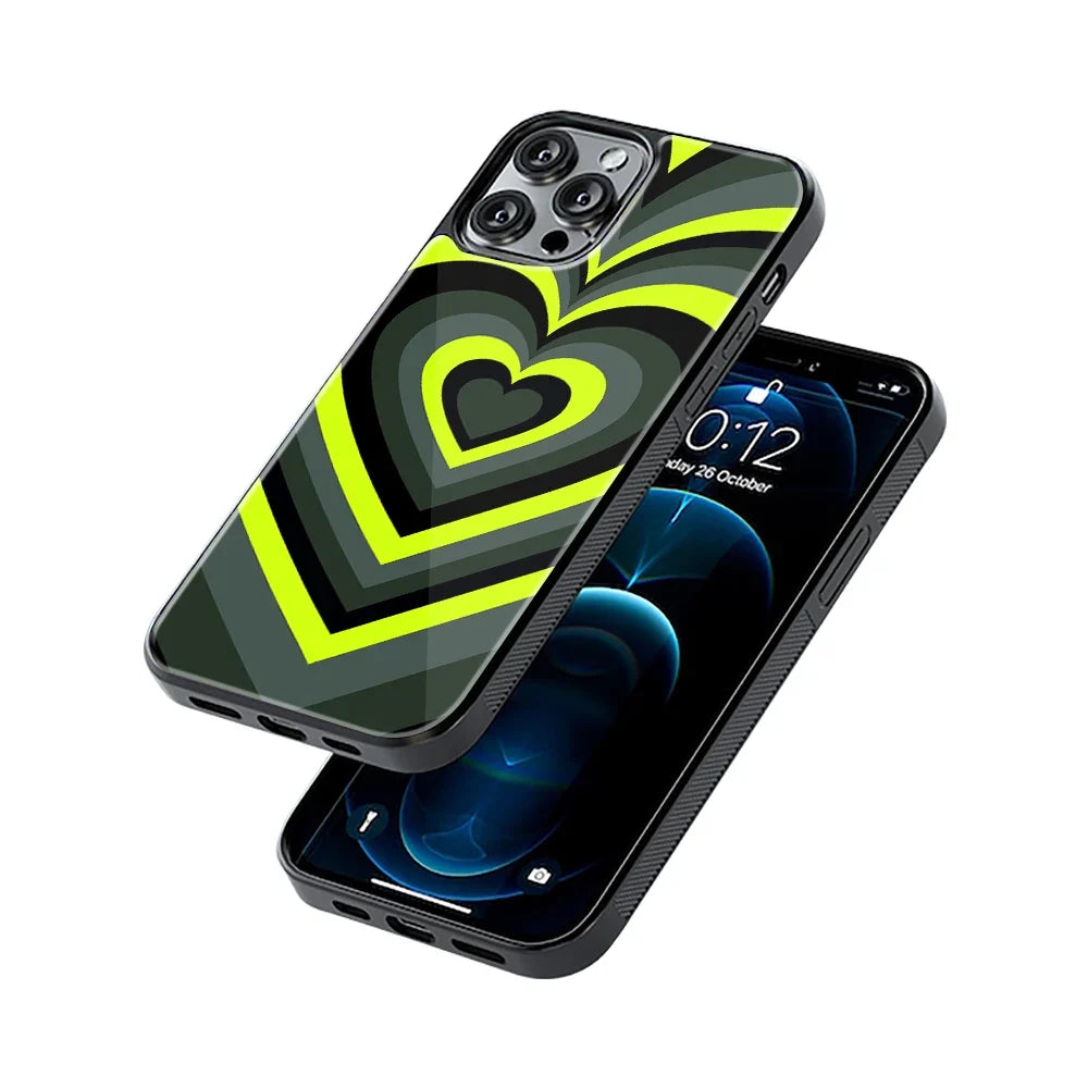 Y2K Emerald Green Hearts Phone Cover | Glass Case