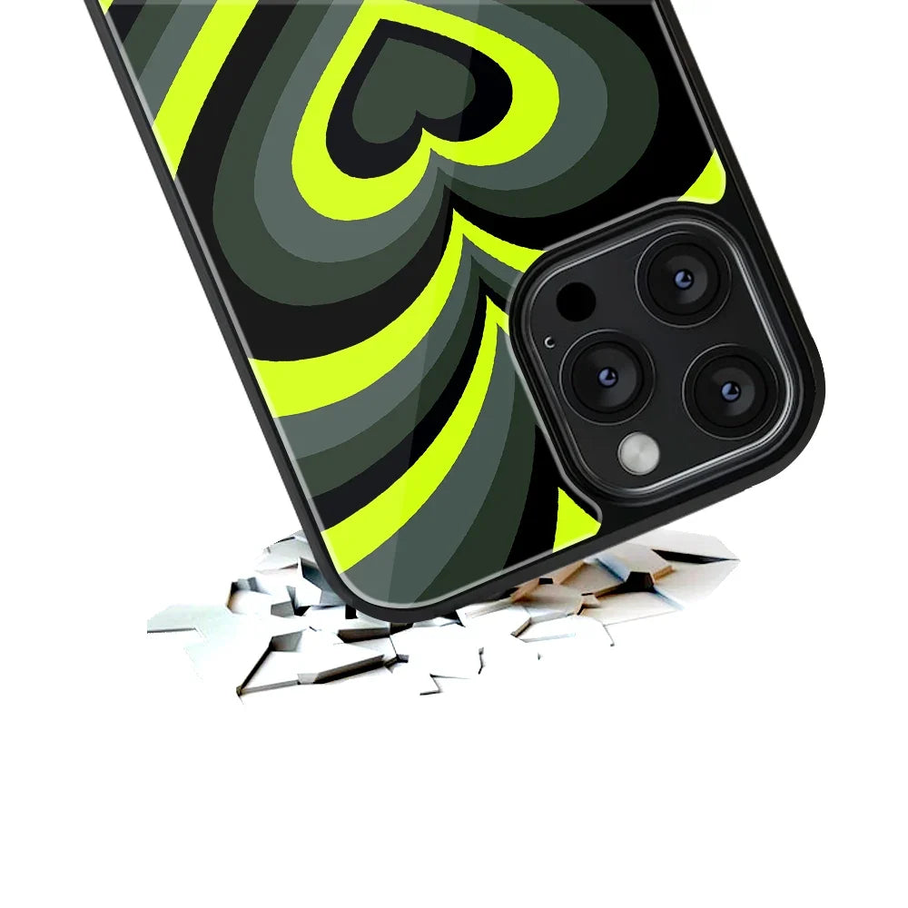 Y2K Emerald Green Hearts Phone Cover | Glass Case