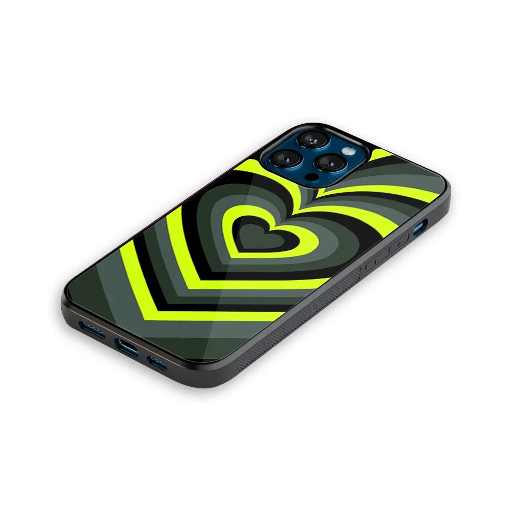 Y2K Emerald Green Hearts Phone Cover | Glass Case