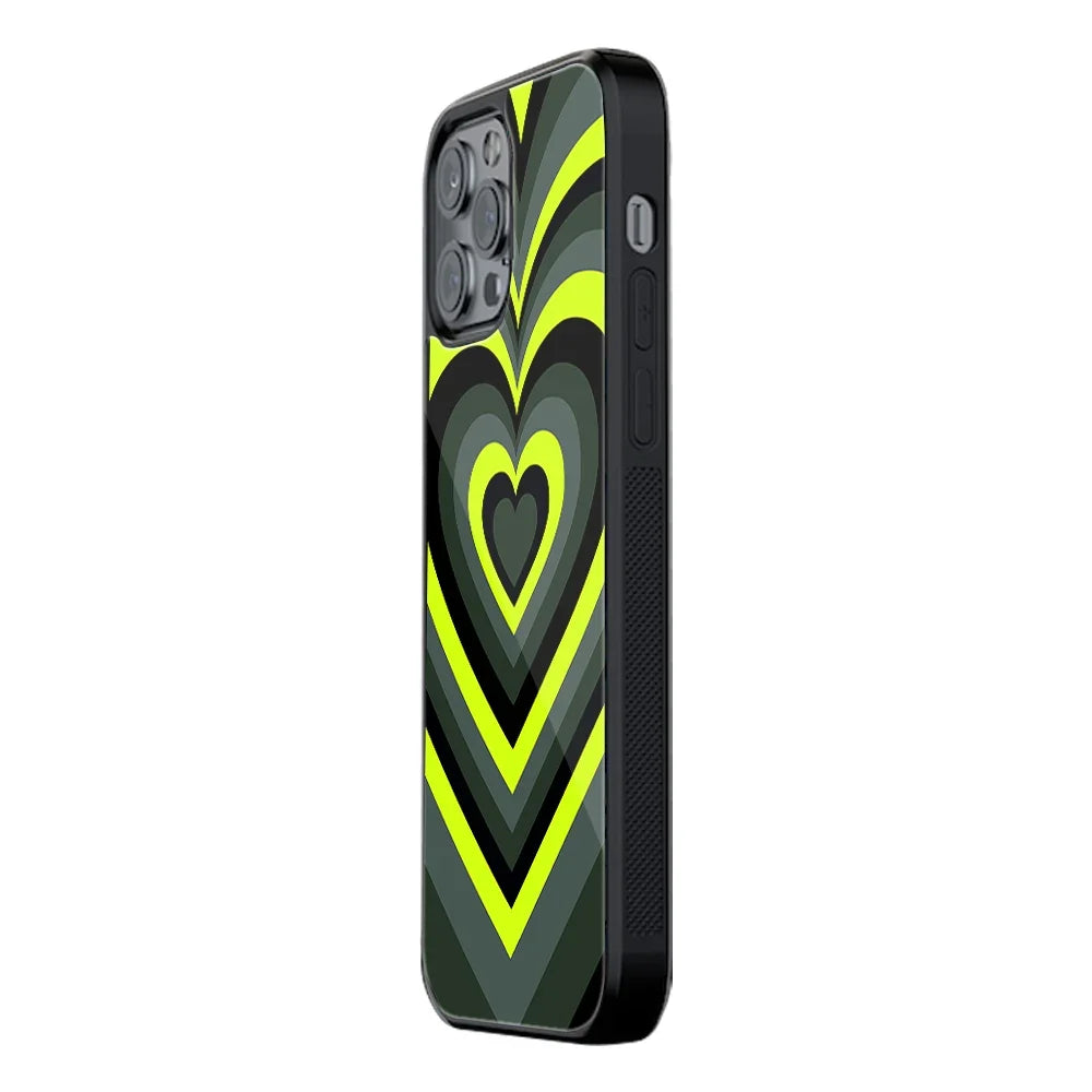 Y2K Emerald Green Hearts Phone Cover | Glass Case