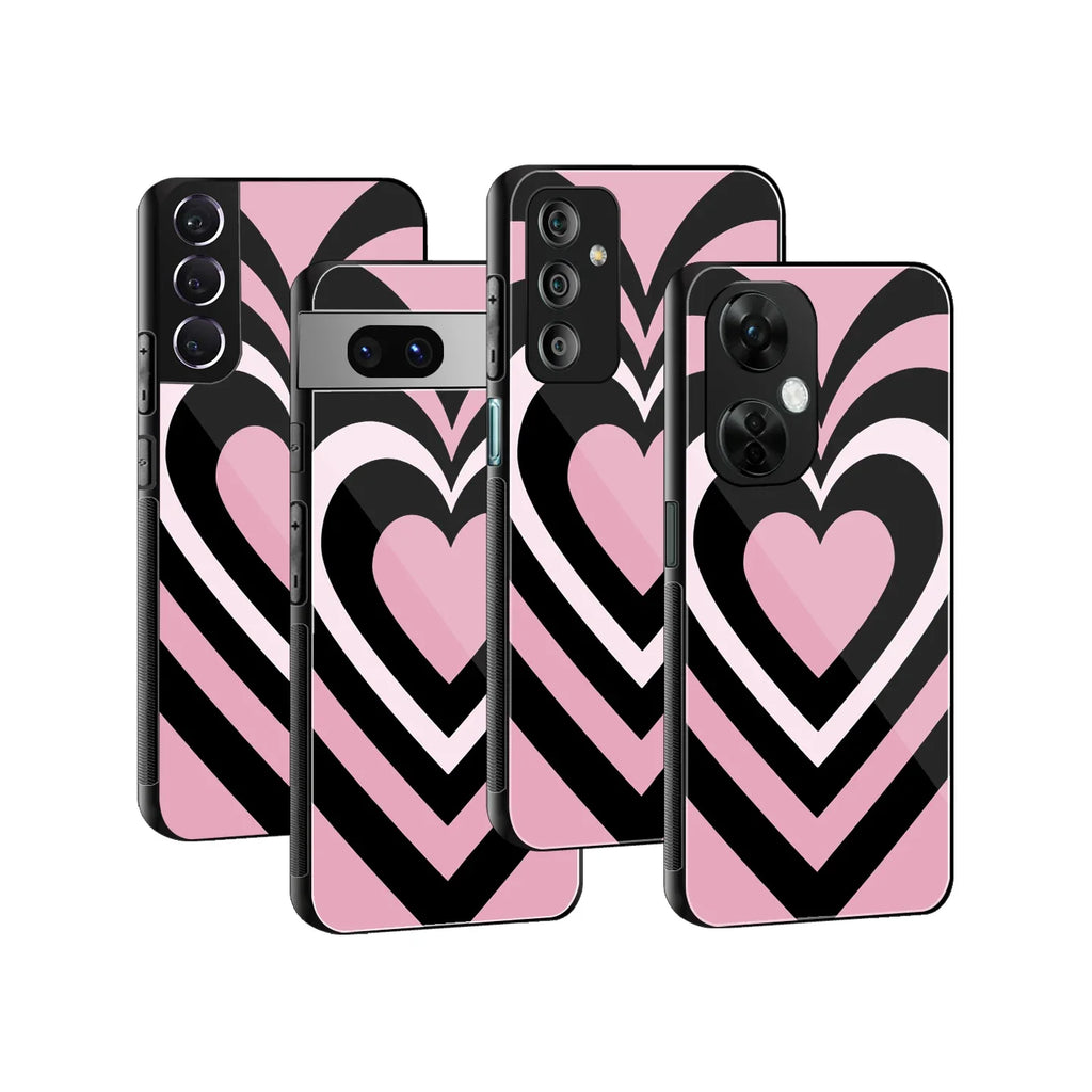 Y2K Retro Pink Hearts Phone Cover | Glass Case