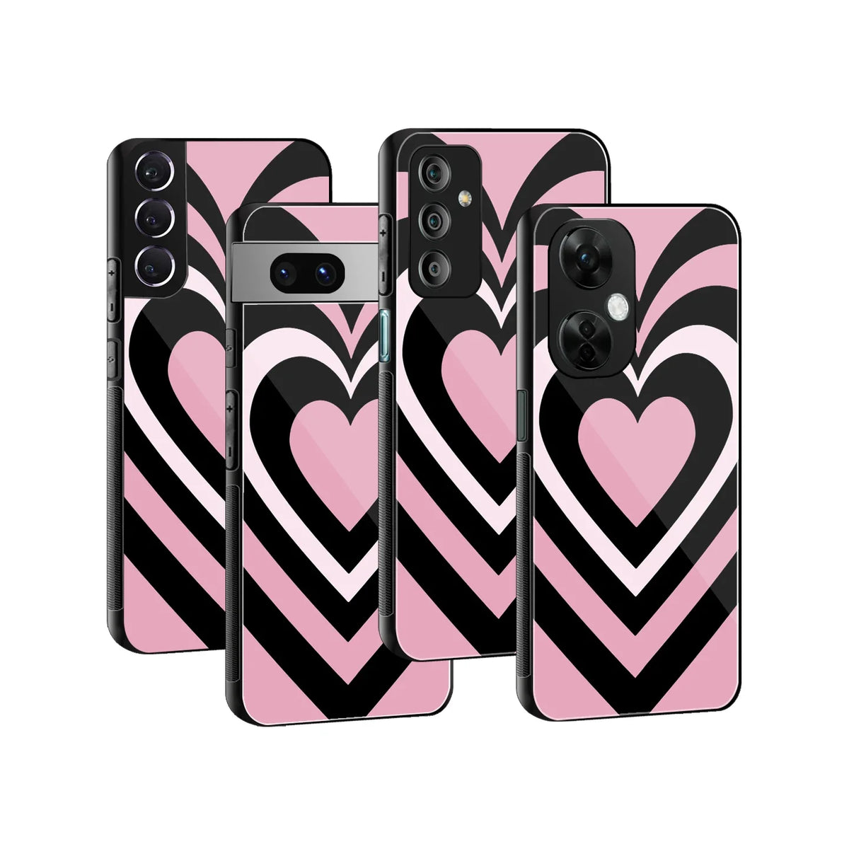 Y2K Retro Pink Hearts Phone Cover | Glass Case