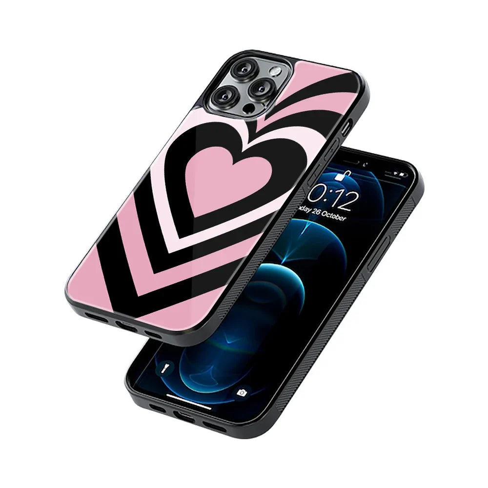 Y2K Retro Pink Hearts Phone Cover | Glass Case