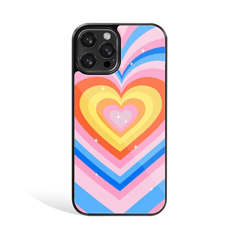 Y2k Rainbow Hearts Rush Phone Cover | Glass Case