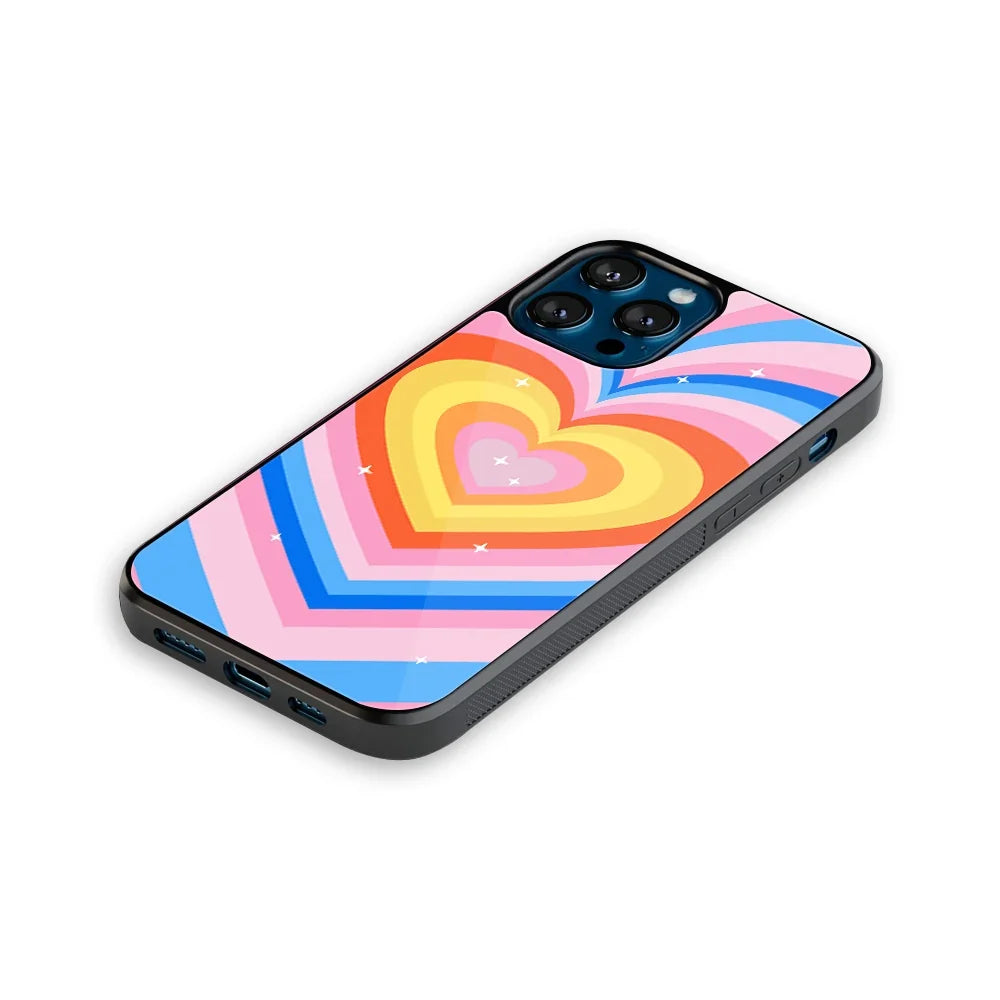 Y2k Rainbow Hearts Rush Phone Cover | Glass Case