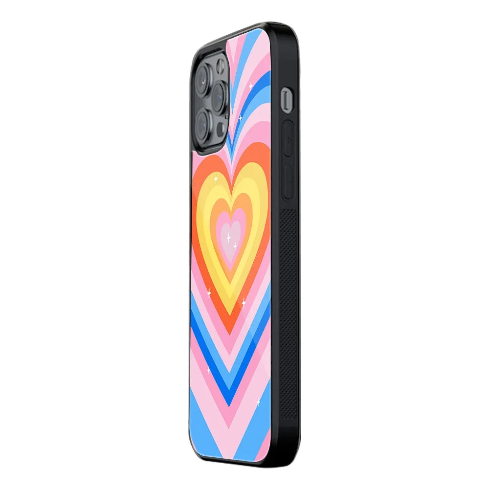 Y2k Rainbow Hearts Rush Phone Cover | Glass Case