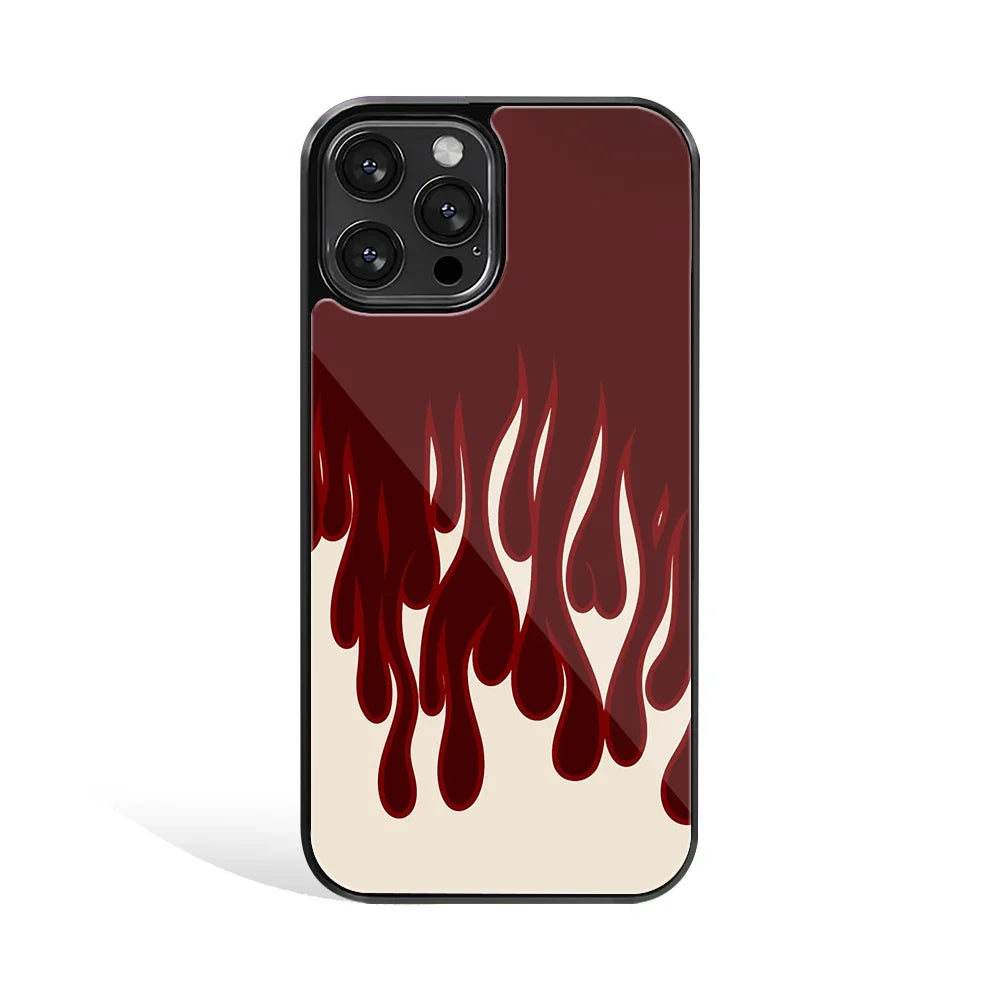 Y2k Red Cream Flames Phone Cover | Glass Case