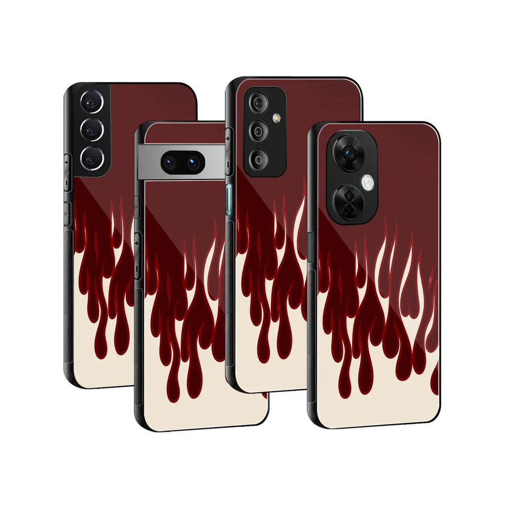 Y2k Red Cream Flames Phone Cover | Glass Case