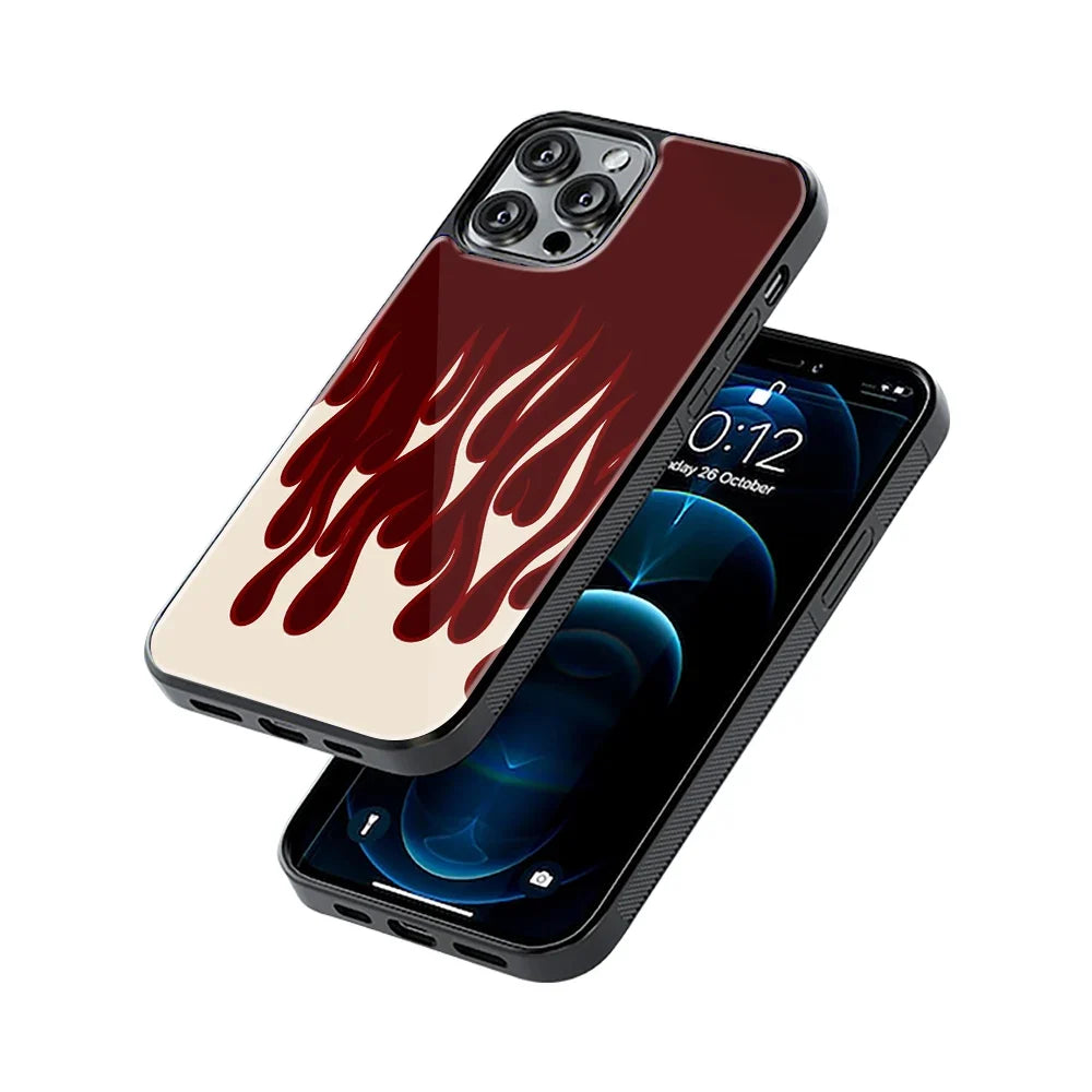 Y2k Red Cream Flames Phone Cover | Glass Case
