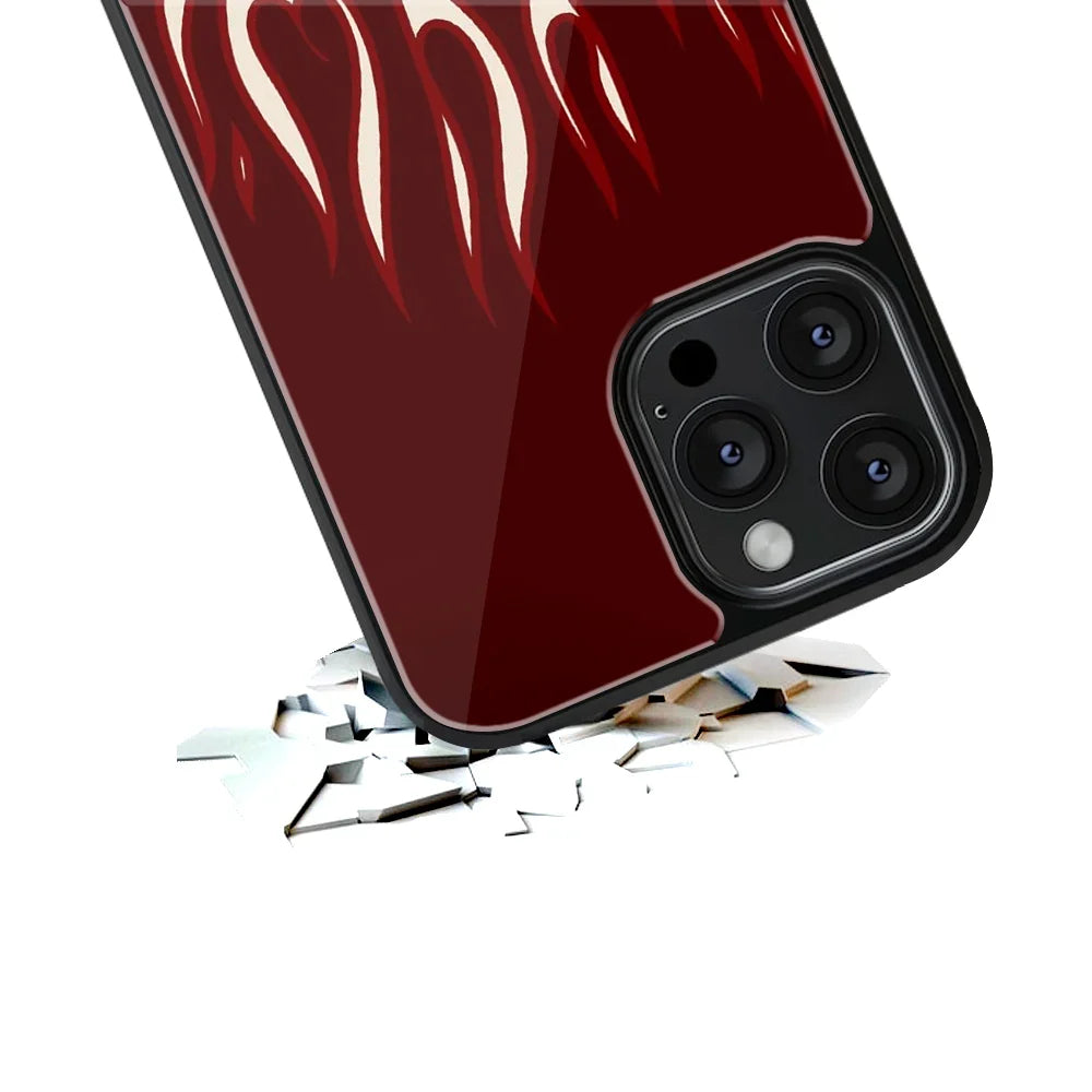 Y2k Red Cream Flames Phone Cover | Glass Case