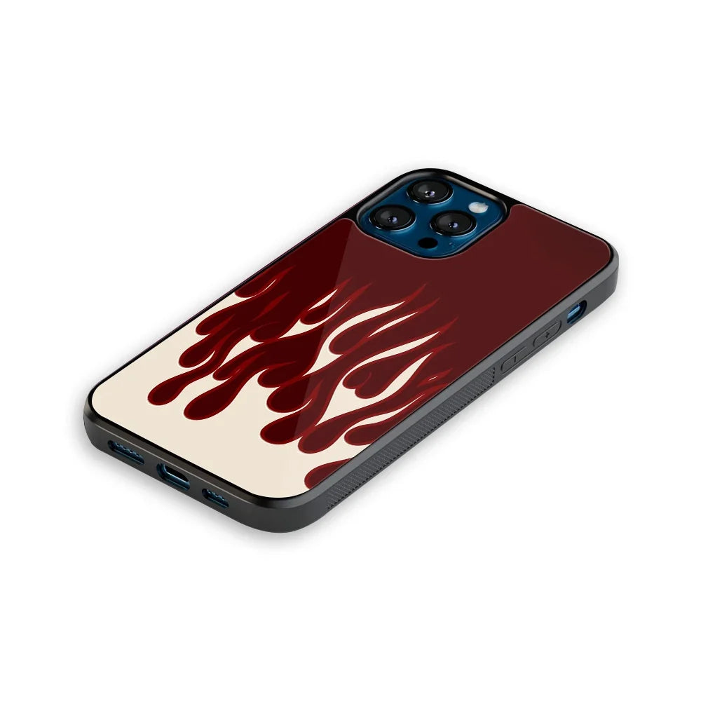 Y2k Red Cream Flames Phone Cover | Glass Case