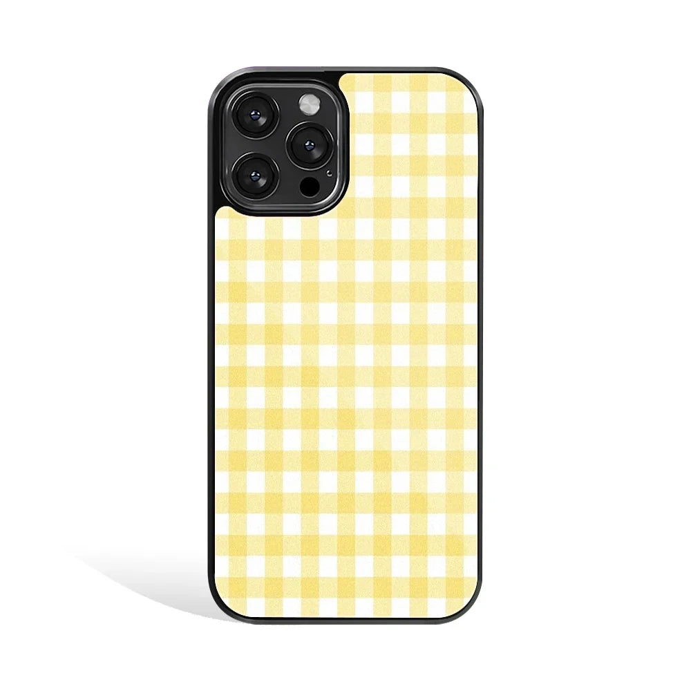 Yellow Gingham Phone Cover | Glass Case