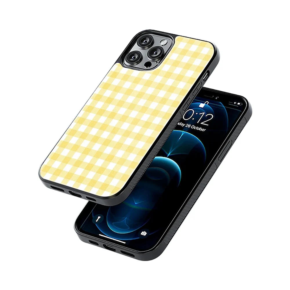 Yellow Gingham Phone Cover | Glass Case