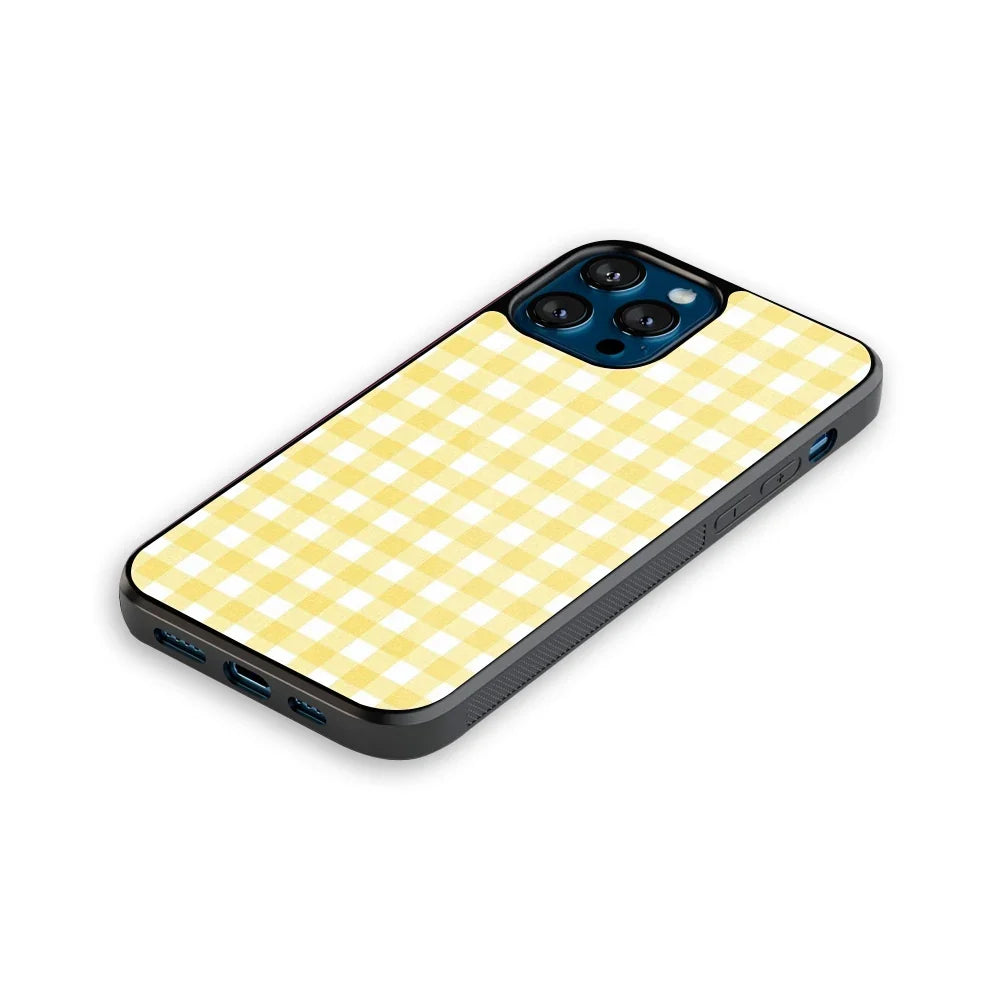 Yellow Gingham Phone Cover | Glass Case