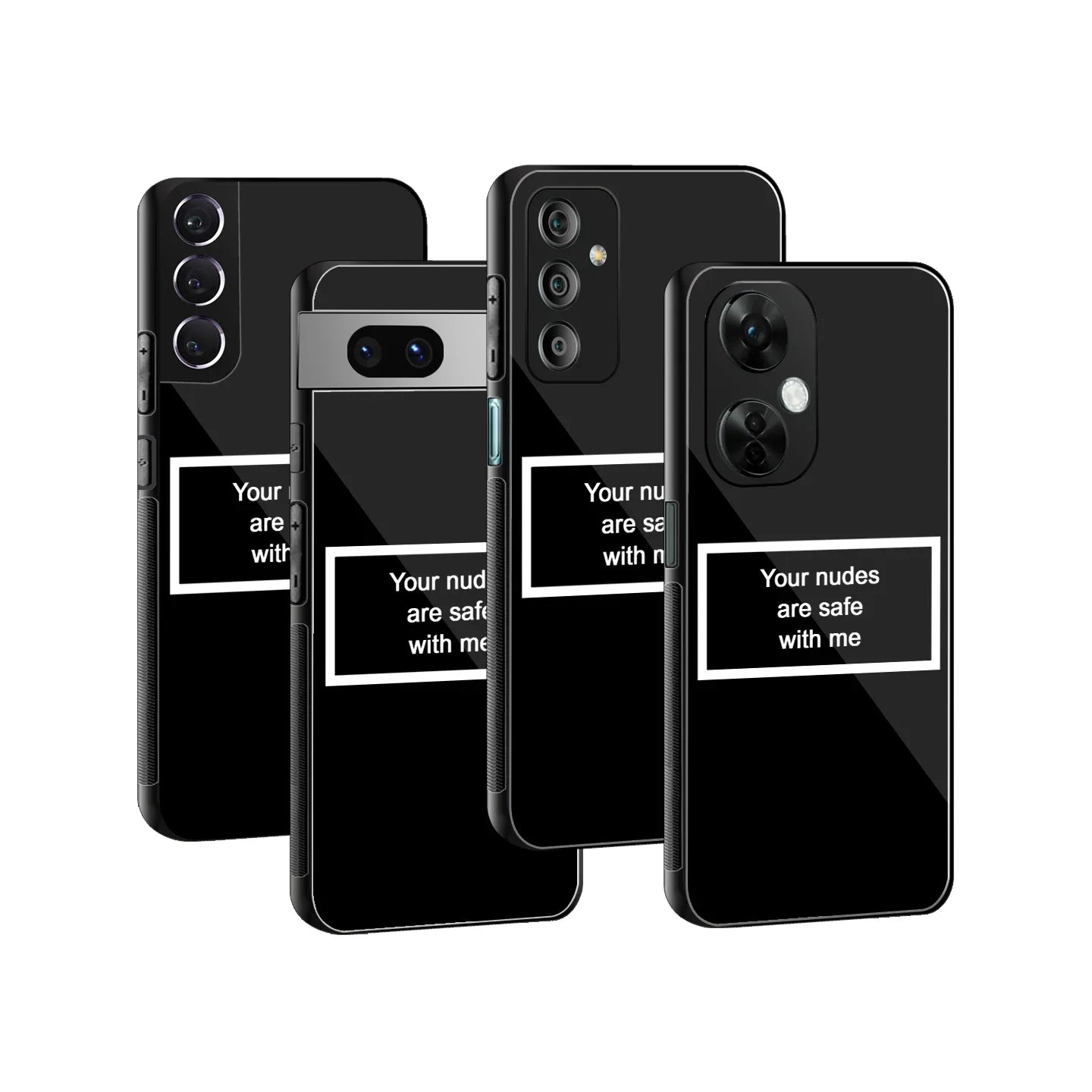 Your Nudes Are Safe With Me Black Phone Cover | Glass Case